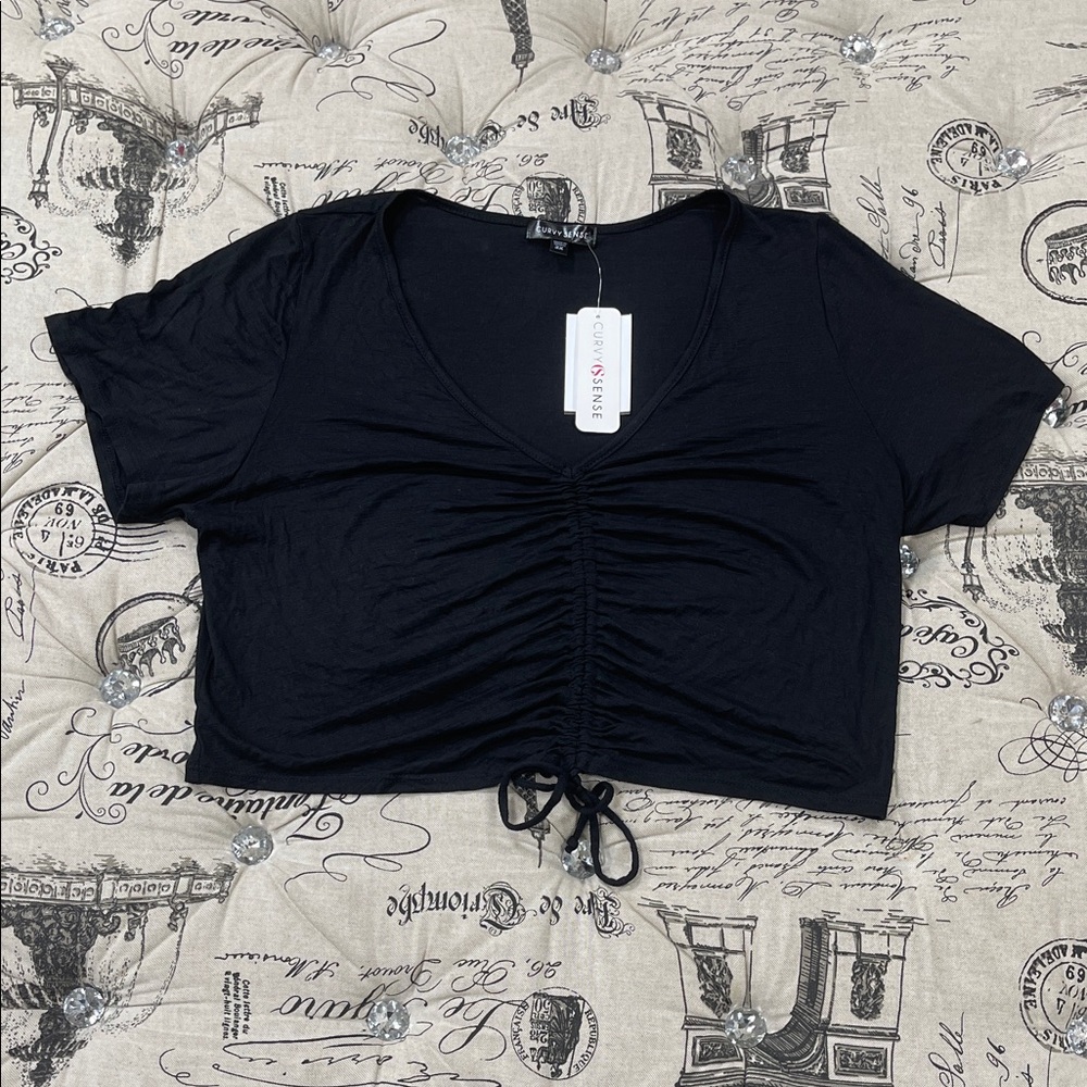 Curvy Sense Drawstring Crop Top - Picture 2 of 9